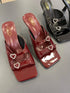 Double Straps Slid On Open Toe High Heel